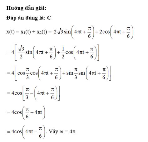 Một Vật Thực Hiện đồng Thời Hai Dao động điều Hòa Có Phương Trình