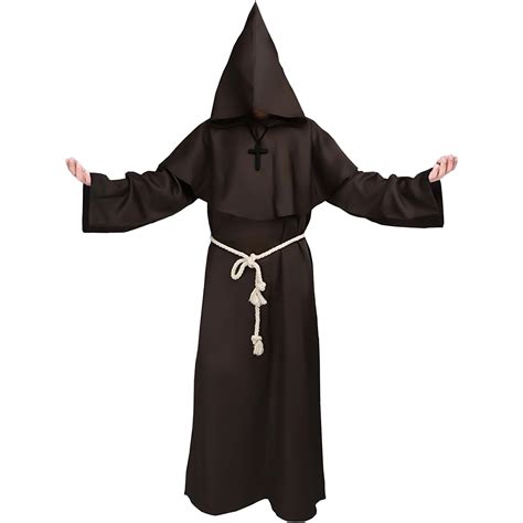 Buy Kitimimonk Costume Adult Hooded Monk Robe Medieval Cloak