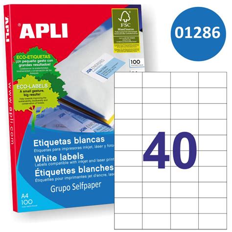 Etiquetas Apli 1286 52 5x29 7mm 40x Impresora