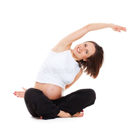 Pregnant Woman Doing Exercises On The Floor Stock Image Image Of