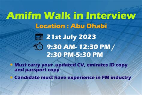 Amifm Walk In Interview In Abu Dhabi May