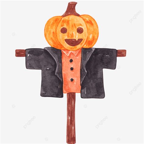 Design De Ilustração Em Aquarela De Espantalho De Halloween Vetor PNG