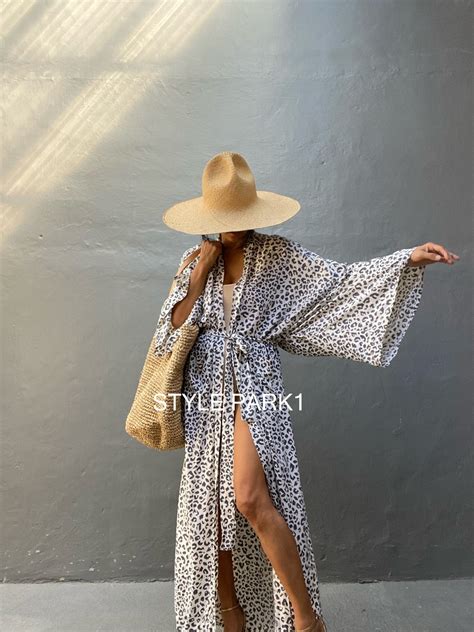 Lkb109 Sexy Leopard Oversized Length Long Kimono Robe Etsy