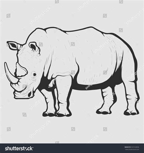 Black White Rhino Vector Illustration Stock Vector (Royalty Free ...