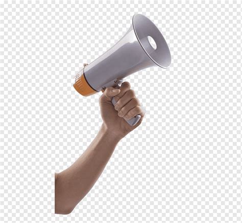 Hand Holding The Sound Tube Speaker Electronic Horn Loudspeaker Png