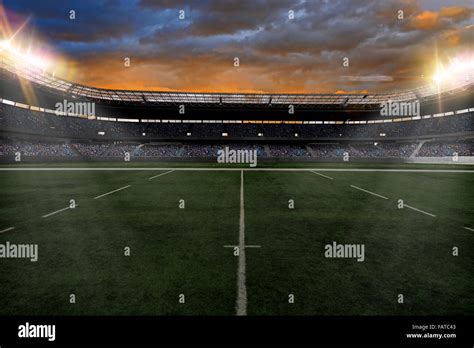 Rugby Stadium with fans wearing blue uniforms Stock Photo - Alamy