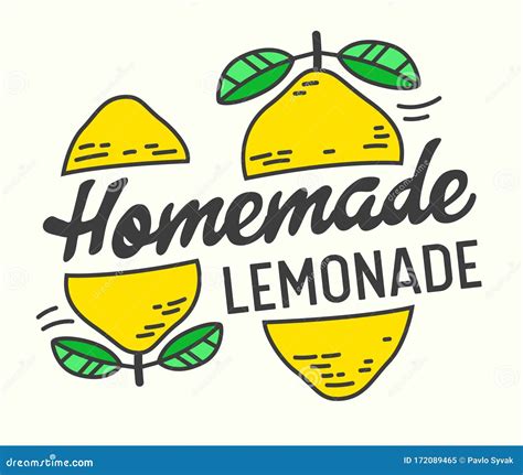 Homemade Lemonade Poster With Doodle Yellow Lemons And Typography