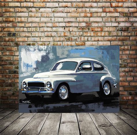 Car Portrait, Volvo 1960 Car Art, Volvo Pv 544 Sport, Canvas Art Print ...