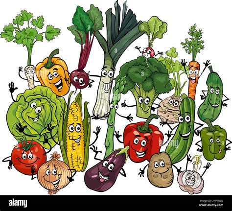 Funny Cartoon Vegetables Characters Group Stock Vector Image Art Alamy