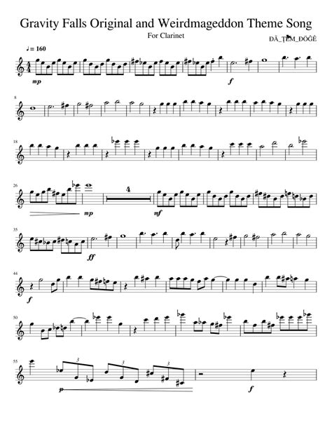 Gravity Falls Original And Weirdmageddon Themes Sheet Music For