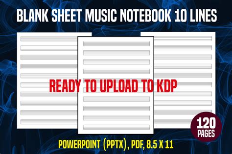 Blank Sheet Music Notebook 10 Lines Graphic by YuliDor · Creative Fabrica