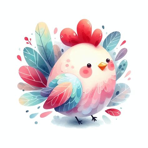 Premium Vector Cute Rooster Watercolor Illustration