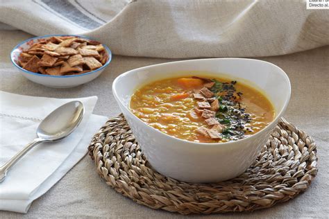 Sopa egipcia de lentejas rojas vegana Receta de cocina fácil sencilla