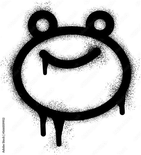 Frog emoticon graffiti with black spray paint. Stock Photo | Adobe Stock