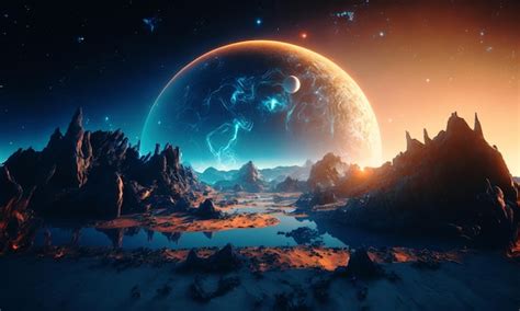 Premium AI Image | Concept art of space planets in distant cosmos