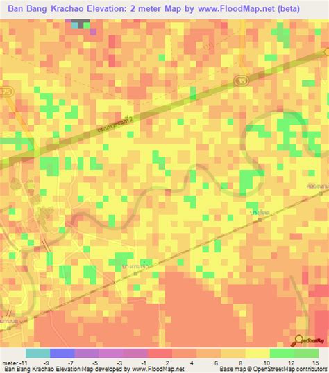 Elevation Of Ban Bang Krachaothailand Elevation Map Topography Contour