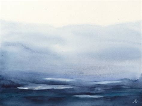 Watercolor Abstract Blue Ocean Water, Original Painting art Painting by ...