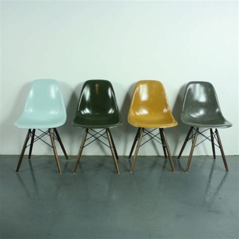 Eames Herman Miller Dsw Side Chairs In Grey Dark Olive Dark Ochre And