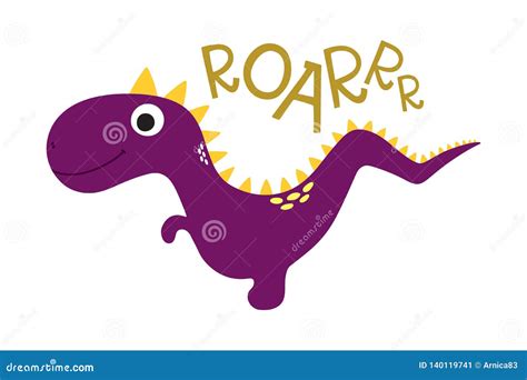 Roar Cute Dinosaur Stock Vector Illustration Of Comic 140119741