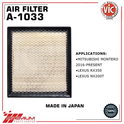 VIC Air Filter A 1033 For Mitsubishi Montero 2016 Lexus NX200T Lexus