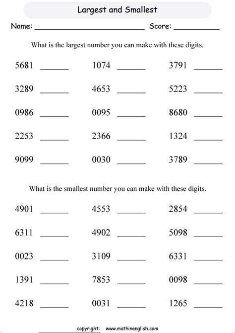 Write Smallest Four Digit Number From Given Digits Junior Off