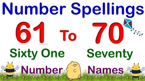 61 To 70 Numbers Names For Kids Number Spellings 61 To 70 Count