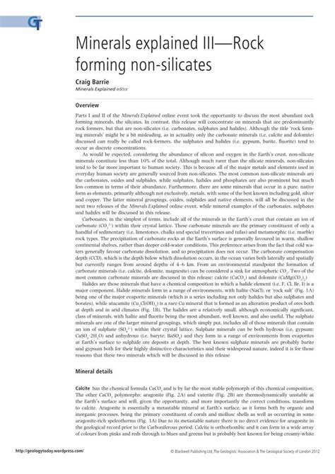 PDF Minerals Explained IIIRock Forming Non Silicates Forming