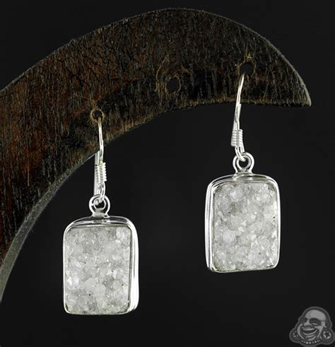 Silver And Druzy Quartz Earrings