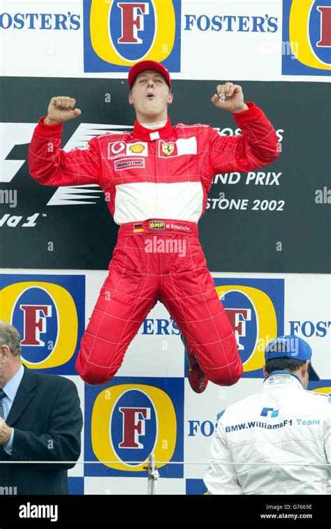 Ferraris Michael Schumacher Celebrates On The Podium After Winning The