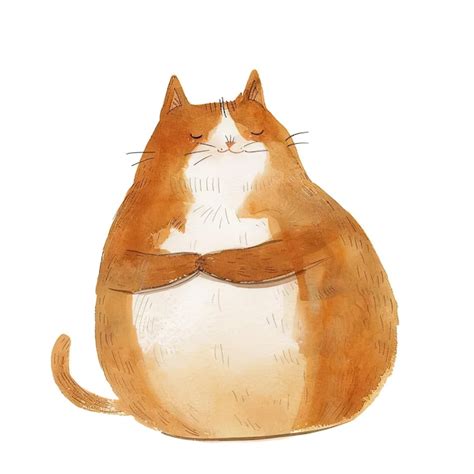 A Watercolor Drawing Of A Cat With Its Eyes Closed Premium Ai