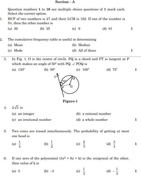 CBSE Class 10 Exam 2020 Question Paper Mathematics Basic CBSE