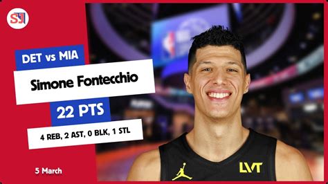 Simone Fontecchio Pts Reb Ast Blk Stl Vs Mia