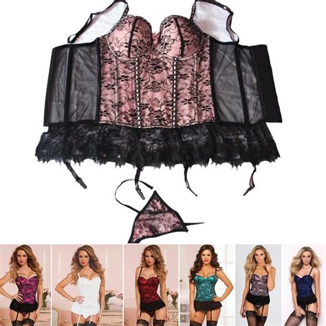 Women Victorian Lace Bustier Corset Sexy Lacy Ruffle Valentine Korset