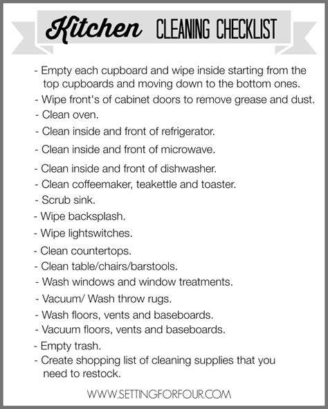 Fall Cleaning List Kitchen Cleaning Checklist Cleaning Checklist