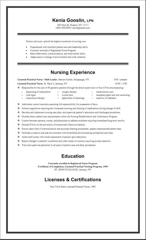 New Lpn Nurse Resume Sample