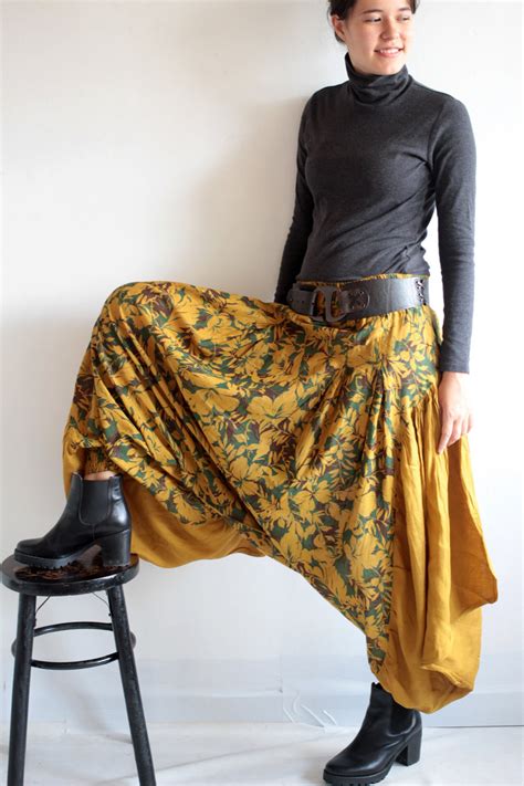 Pants Harem Pants 1135 Mix Silk M And L Harem Etsy