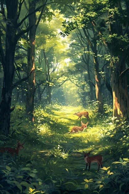 Premium Photo | Digital painting of a hidden forest glade