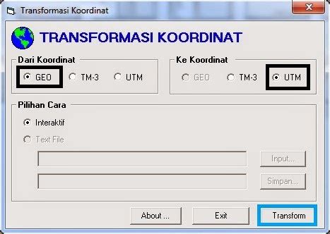 Apllikasi Transformasi Koordinat Titik Geografis UTM TM3 Air