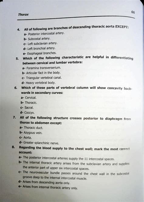 Solution Anatomy Mcq Thorax Studypool