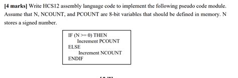 Solved Marks Write Hcs Assembly Language Code To Chegg