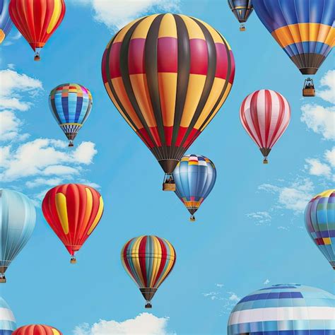 Premium Photo A Bunch Of Hot Air Balloons With A Blue Sky And Clouds