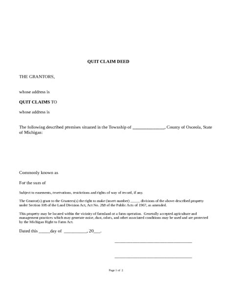 Quit Claim Deed Format Michigan Edit Fill Sign Online Handypdf