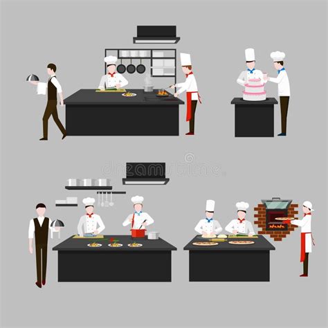 Cooking Process Vector Illustration. Flipping Asian Food in a Pan ...