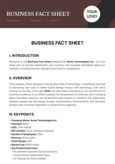 Free Fact Sheet Templates And Examples Edit Online And Download