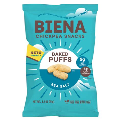 Biena Sea Salt Baked Chickpea Puffs Oz Snacks Fast Delivery By App