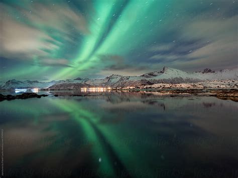 "Northern Lights On Lofoten Islands Reflection" by Stocksy Contributor ...