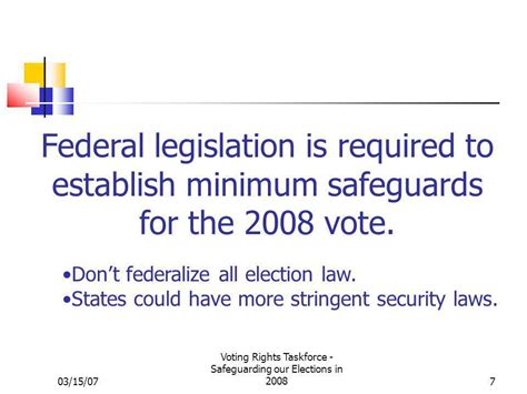 Safeguarding The 2008 Vote Key Inputs For The Senate Rules And