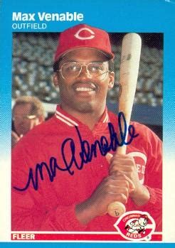 Max Venable autographed Baseball Card (Cincinnati Reds) 1987 Fleer #216