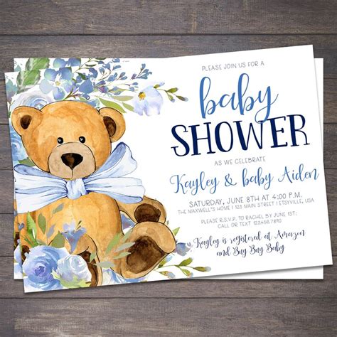 Baby Shower Invitation Teddy Bear Teddy Bear Baby Shower Etsy