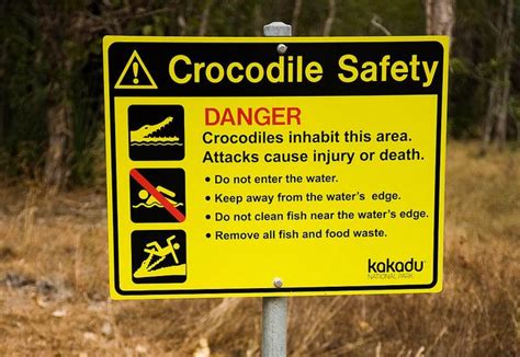 Crocodile Warning Sign Kakadu National Park Northern Territory